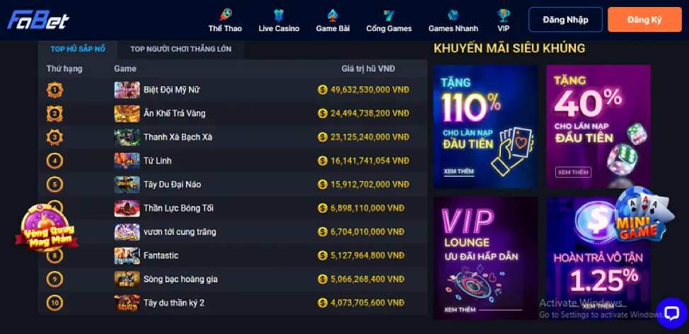 Hoàn trả thể thao và casino